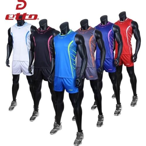 Etto Professional Volleyball Team Suits For Men Quick Dry Shorts & Sleeveless Jersey Volleyball Set Training Sportswear HXB025