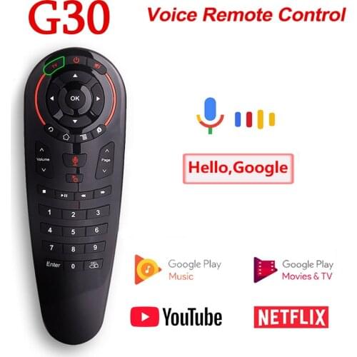 G30 Voice Remote Control 2.4G Wireless Air Mouse 33 keys IR learning Gyro Sensing Smart Remote for Smart TV BOX Game PC mini