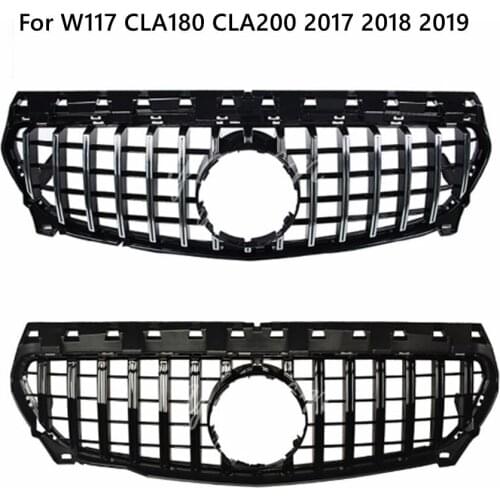 Black Silver GT R Style Front Grille Grill For Mercedes W117 CLA180 CLA200 2017 2018 2019