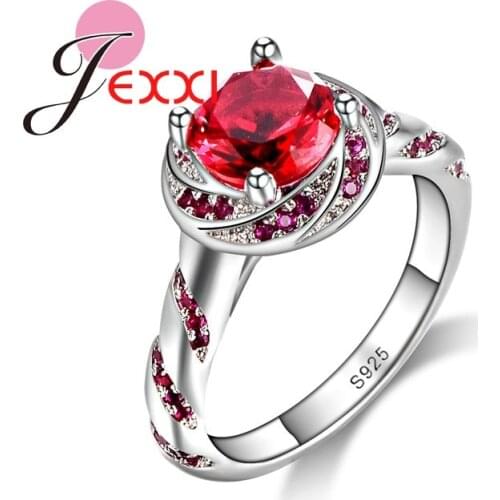 Luxury Jewerly Romantic Rose Design 925 Sterling Silver Women Wedding Rings Shiny CZ Love Engagement Ring Hot Sale