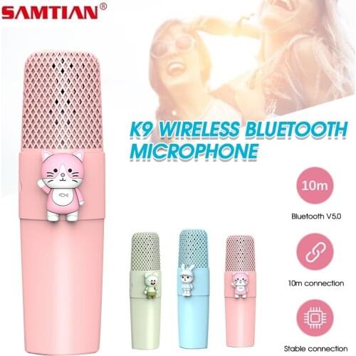 SAMTIAN Wireless Microphone Mini Cartoon Mic For K Song Karaoke Microphone Audio Integrated Microphone Children Birthday Gift