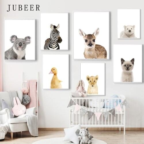 Scandinavian Style Animal Print Nursery Posters Cute Animals Decorative Picture Cuadros Decoracion Salon Posters and Prints