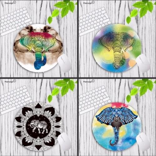 Mairuige Elephant And Mandala Speed Mousepad Unicorn Round Mouse-pad Gaming Computer Gamer Mousepad for Laptop PC Notebook