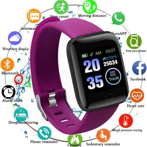 116 PLUS Color Screen USB Smart Bracelet Sports Pedometer Watch Fitness Running Walking Tracker Heart Rate Pedometer Smart Band