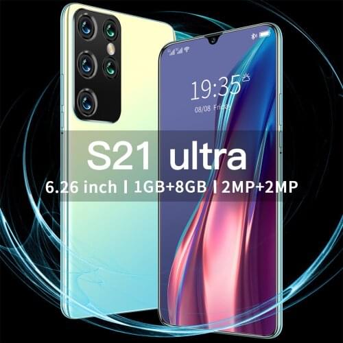 S21 Ultra Smartphone 6.26 Inch Face Unlock Full Screen High-definition Smartphone Android 8.0 1G RAM+8G ROM Smartphone 2021 New