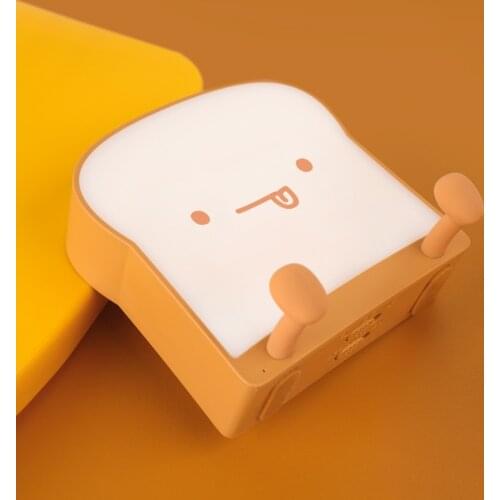 Toast Bread LED Night Light Table Lamp USB Charging Silicone Lamp Phone Holder Simulation Electric Light for Home Room Decor