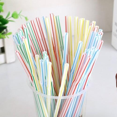 100pcs Multicolor Straws Plastic Long Flexible Drinking Straws For Party Weddings Drinking Bar Juice Striped Drinking Straw