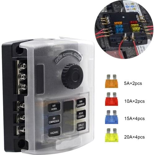 Universal wide-voltage and ultra-high-current fuse box six channels, can be installed on cars, Yueshu, RV, bus, yacht, boat, etc