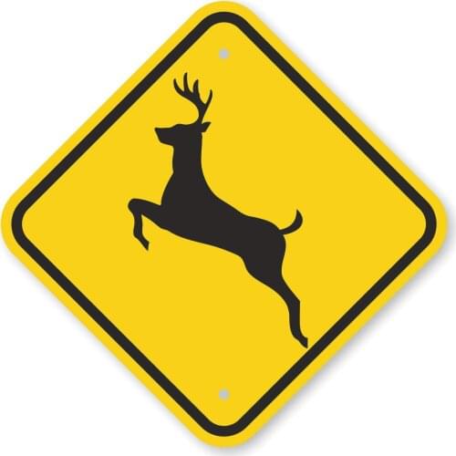 XW113EG12x12D1 "Deer" Traffic Crossing Sign | 12" x 12" Engineer Grade Reflective Aluminum Black on Yellow