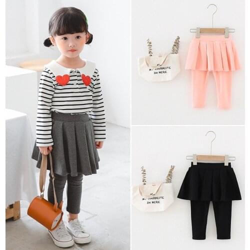 Toddler Girls Culottes Fashion Cotton Skirt Pants Fake Two Pieces Culottes For Girl 2 3 4 5 6 Years Children Pants 2020 Autumn
