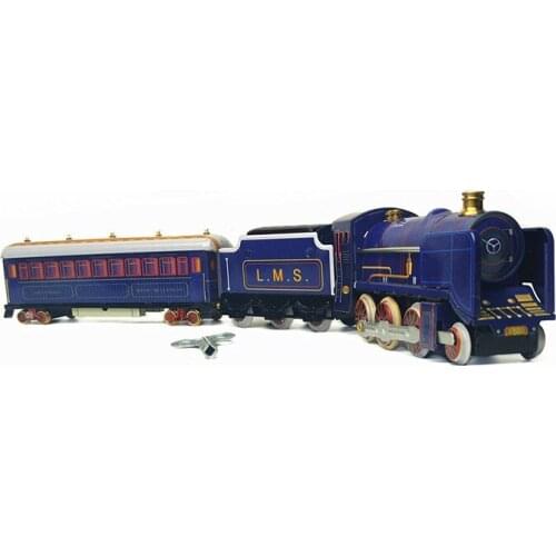 [Funny] Adult Collection Retro Wind up toy Metal Tin moving Vintage Rail train model Mechanical Clockwork toy figures kids gift