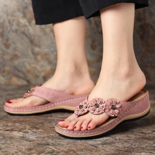 Womens Sandals 2021 Summer Flower Flip-Flops Platform Sandals Women Wedges Shoes For Heels Casual Comfortable Outdoor Slippers