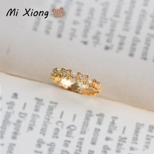 Mi Xiong 925 Sterling Silver Rings for Women Exquisite Design Irregular Hollow Diamond Elegant Cute Brand Luxury Jewelry Wedding