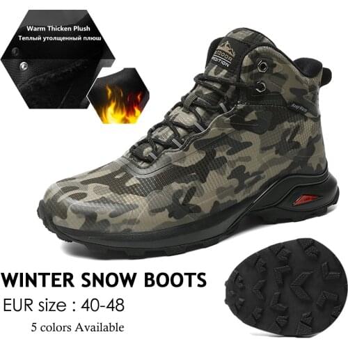 Hiking Shoes Men Winter Warm Fleece Lining Snow Boots Mountain Climbing Work Top Quality Outdoor Trekking Waterproof Sneakers
