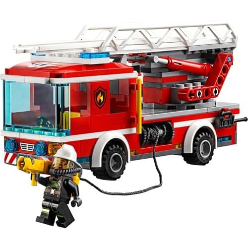 10828 City Series City 60107 Ladder Fire Truck Puzzle Assembled Building Block Toy Gifts