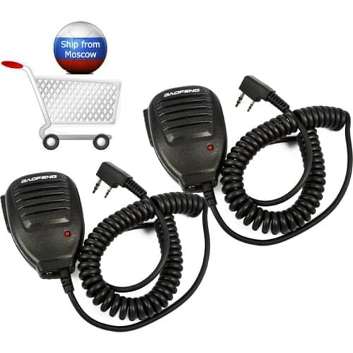 2PCS Baofeng Speaker Mic Walkie Talkie Microphone Speaker MIC Accessories for Baofeng UV-5R BF-888 Baofeng UV-82 Two way radio