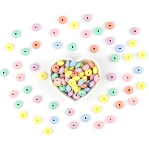 * 200Pcs Silicon Lensile Beads for Teething Necklace Silicone Baby Nursing Teethers Toy Abacus Bead BPA FREE Loose Beads DIY