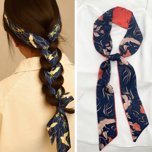2021 Summer Head Scarf Women Headband For Hair Tie Satin Silk Handkerchief Ladies Ribbon Kerchief For Girls Accessories Bandana