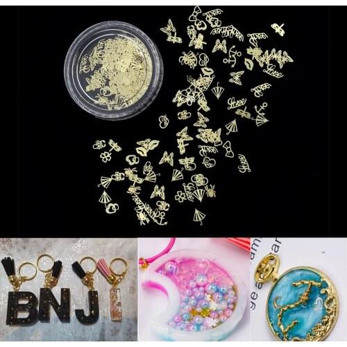 3 Style Gold Glitter Nail Art Metal 3D Mix Frame Decoration Jewelry Filling UV Resin Epoxy Mold Making Filling For DIY Jewelry