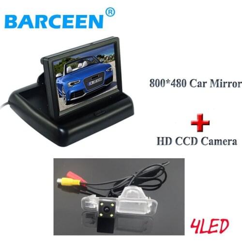 4.3" foldable car rear reversing monitor lcd display+auto wire car backup reserve camera 170 degree 4 led for Kia K2 Rio sedan