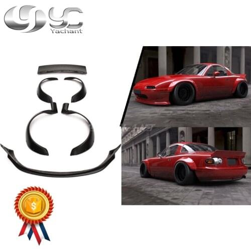 FRP Fiber Glass Bodykits Fit For 1989-1997 Miata MX5 NA PD Style Body Kit Front Lip Fender Flares Rear Spoiler
