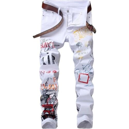 Denim Designer MOTO White Black BIKE Straight Jeans MenS 28-38 40 42 2021 Autumn Spring HIP HOP Punk Rock Streetwear Trouers