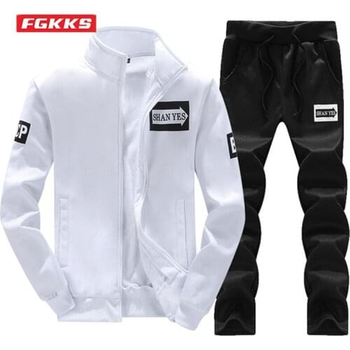 FGKKS Spring Autumn New Mens Sets Sportswear 2 Pieces Zipper Jacket+Pant Tracksuits Outerwear Male Casual Sets
