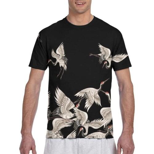 Japanese White Cranes T shirt Man T-shirt 2020 Summer Round Neck Tshirts Tee Shirts Men Streetwear T-shirts Short Sleeve