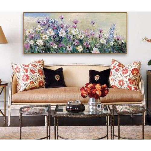 Oil Painting Handmade On Canvas Wall Art Picture For Living Room Decor Unframed Hand-Painted Abstract Flower Knife Oil Painting