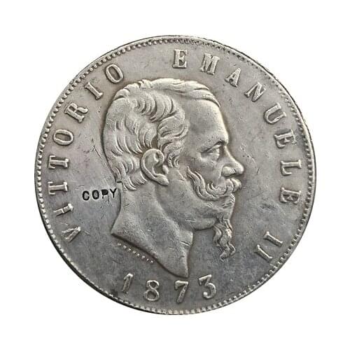 Wholesale Replica 1873 Italy 5 Lire Coins Copy 90% coper manufacturing