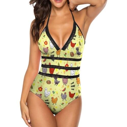 Chicken Swimsuit V Shape Teenage Swimwear Fashionable Full Sport One Piece Bathing Suit