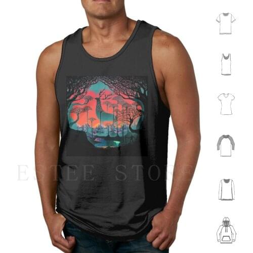 Forest Spirit-Woodland Illustration Tank Tops Vest Forest Spirit Deer Forest Woodland Princess Mononoke Mononoke Hayao