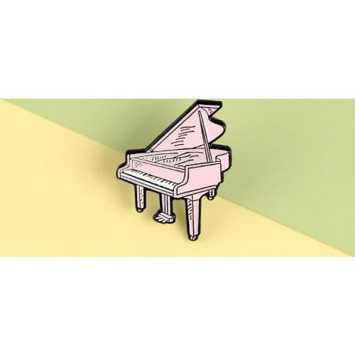 Little Princess Pink Piano Enamel Pins Cartoon Music Equipment Brooches Badges Bag Clothes Lapel Pins Jewelry Gifts For Friends
