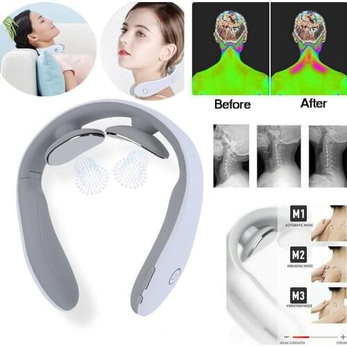 Neck Massager Remote Control Hot Compress EMS Electric Pulse Smart Neck Massager Cervical Pain Relief electric Neck massager
