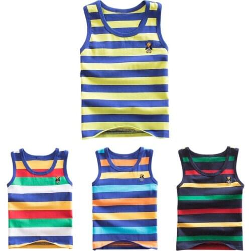 4 Striped Girls Boys Vest Sleeveless Tanks Tops For Girl Combed Cotton Kids Vest Camisoles Shirt Underwear New