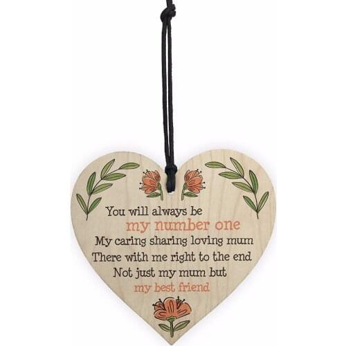 Meijiafei Loving Mum Wooden Hanging Heart Sign Mothers Day Signs Present for Mum Sign Idea