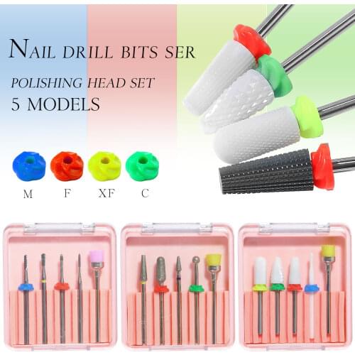 5Pcs/Set Tungsten Steel Nail Drill Bits Set for Manicure Design Fashion New Nails Accessories Tools