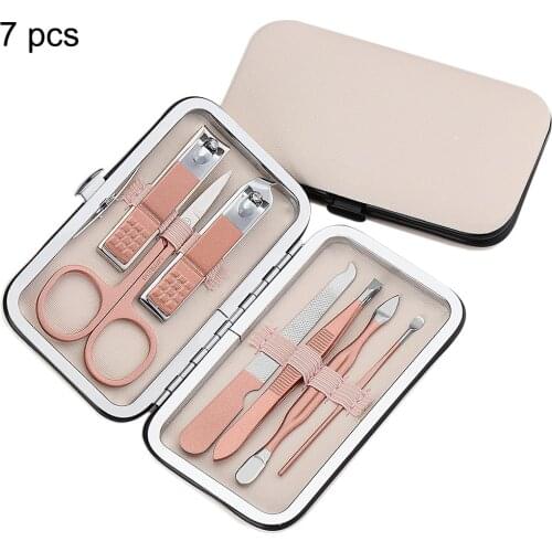 7pcs/set Stainless Steel Nail Clipper Scissors Set Kits Manicure Pedicure Nail Cutter Care Set
