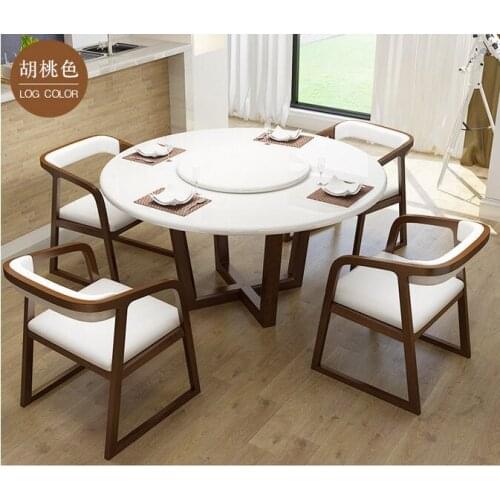 Solid wooden Dining Room Set Home natural marble top minimalist modern dining table and 4 chairs mesa de jantar muebles comedor