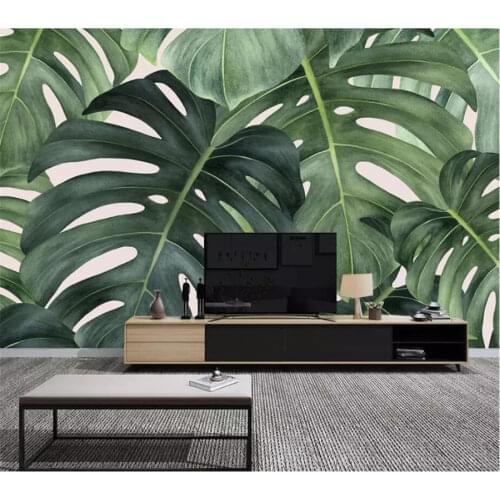 Beibehang Custom wallpaper 3d photo mural Nordic style big picture tropical leaves banana leaf small fresh background wall paper