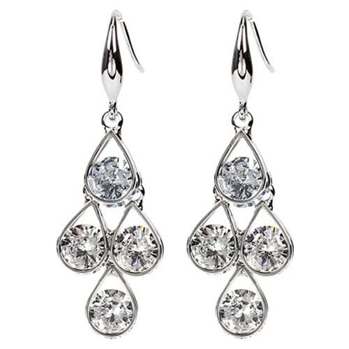 Fancy Long Waterdrop Earrings AAA Cubic Zircon Bridal Wedding Gift Sexy Women Dinner Dress Luxury Fine Jewelry