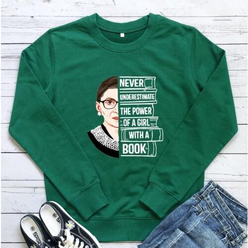 NEVER UNDERESTIMATE THE POWER OF A GIRL WITH A BOOK Sweatshirt black lives matter Top Fashion Vintage Cotton Womens Pullovers
