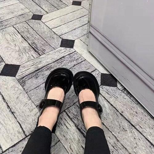 2020 New High-heeled Shoes Womens Japanese Retro One Line Buckle Mary Zhen Shoes Big Head Baby Shallow Mouth Single Shoes