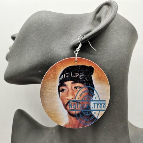 2019 Newest Tupac Shakur wooden earrings