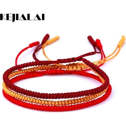 KEJIALAI Handmade Woven Bracelets for Men Women Bracelets Unisex Adjustable Buddha Jewelry Rope Chain Red Bracelet for Prayer
