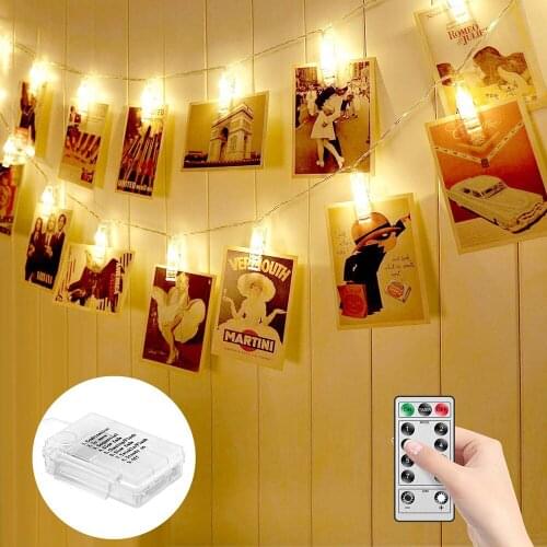 Dimmable 2M/3M/4M/5M Photo Clip Holder LED String lights with Remote & Timer Function Christmas Pop Year Party Wedding lights