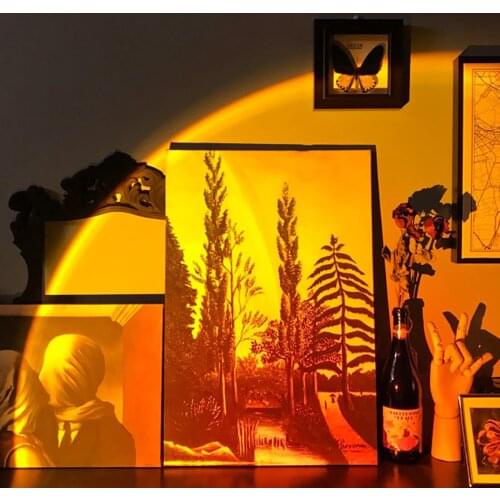 Projection Table Lamp Decorative Rainbow Sunset Visual LED Atmosphere Light Colorful Lamp for Photo Shooting Home Bedroom