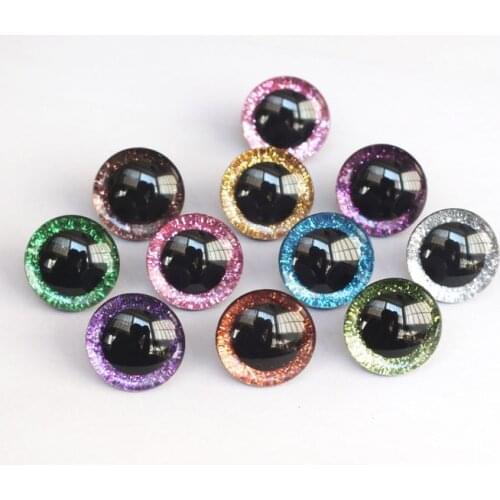 20pcs 12mm/14mm/16mm/20mm/25mm clear trapezoid plastic safety toy eyes + glitter Nonwovens -Can choose size and color