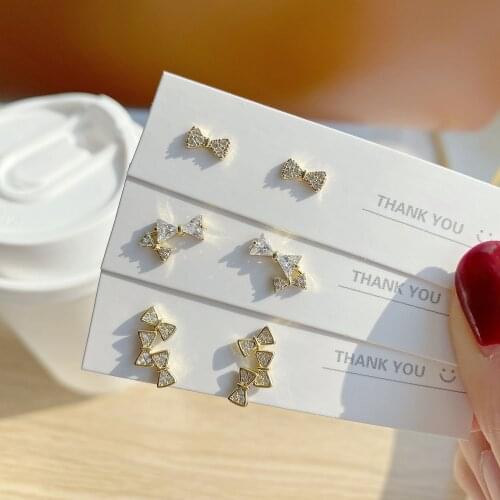 Korea New Fashion Jewelry Exquisite 925 Silver Needle 14K Real Gold Earrings Elegant Small Bowknot Womens Birthday Gift Earring