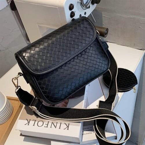 Broadband Crossbody Bag for Women Luxury Woven Pattern Shoulder Bag Female Fashion Brand Design PU Leather Purse and Handbag